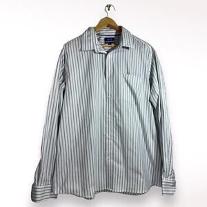 Apt 9 Men Sz XL Casual Dress Shirt Premier Flex No Iron Gray Blue Stripe Stretch